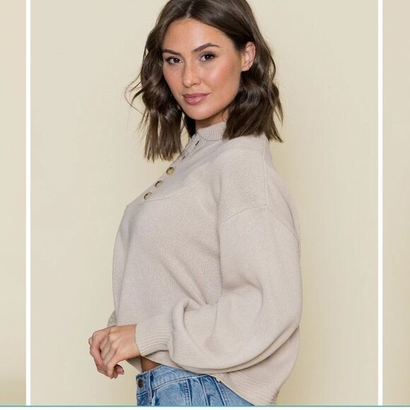 NWT LNA CLOTHING Baylee Henley Sweater Tan XS - Picture 10 of 13